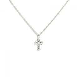 18ct White Gold Cross Pendant with 5 Diamond Points