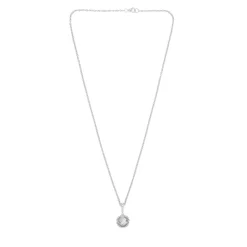 18ct White Gold Crystal Bead And Diamond Pendant