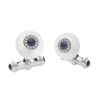 18ct White Gold Cufflinks Rock Crystal, Diamond And Sapphire Cufflinks