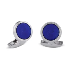 18ct White Gold Cufflinks With Lapis Lazuli Inlay