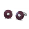 18ct White Gold Cufflinks with Pink Enamel and Diamond Centre