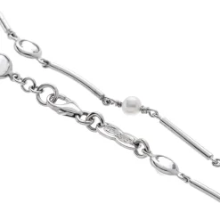 18ct White Gold Cultured Pearl and Aquamarine Bracelet