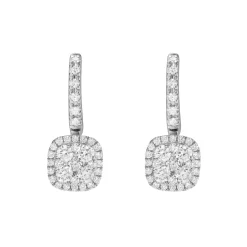 18ct White Gold Cushion Diamond Earrings