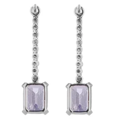 18ct White Gold Diamond and Pink Kunzite Drop Earrings