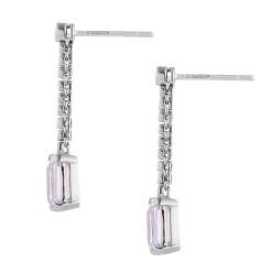 18ct White Gold Diamond and Pink Kunzite Drop Earrings