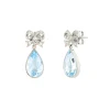 18ct White Gold Diamond Bow Earrings With Blue Topaz Drops