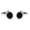 18ct White Gold Diamond Cufflinks with Onyx