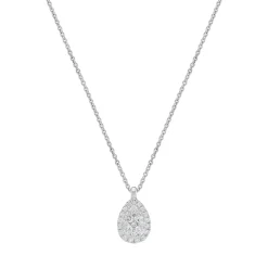 18ct White Gold Diamond Drop Small Pendant