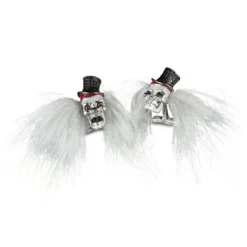 18ct White Gold Diamond Pave Set Hairy Skull With Top Hat