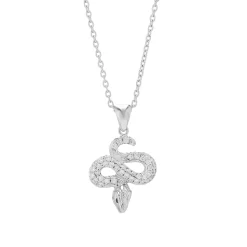 18ct White Gold Diamond Snake Pendant With Ruby Eyes
