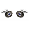 18ct White Gold Enamel Cufflinks with Sapphire Centre