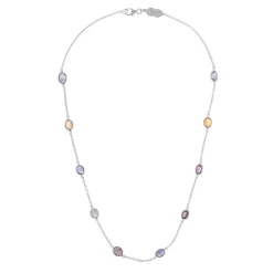 18ct White Gold Fancy Colour Sapphire Necklace