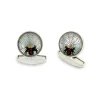 18ct White Gold Hand-painted Rock Crystal Spider Web Cufflinks