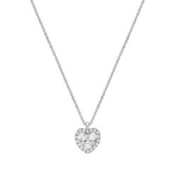 18ct White Gold Heart Diamond Pendant