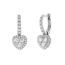 18ct White Gold Heart Shaped Diamond Earrings