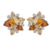 18ct White Gold Light and Dark Citrine Earrings With Diamonds
