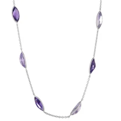 18ct White Gold Light and Dark Amethyst Necklace