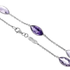 18ct White Gold Light and Dark Amethyst Necklace