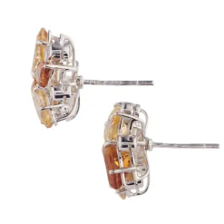 18ct White Gold Light and Dark Citrine Earrings With Diamonds