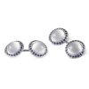 18ct White Gold Moonstone Cufflinks With Sapphire Border