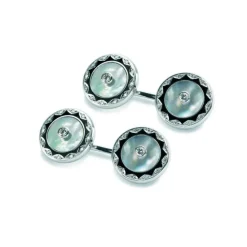 18ct White Gold Mother of Pearl Dress Set With Diamonds