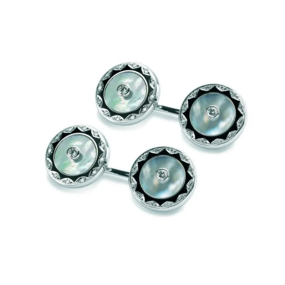 18ct White Gold Mother of Pearl Dress Set With Diamonds
