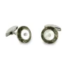 18ct White Gold Mother-Of-Pearl, Grey Enamel And Diamond Cufflinks