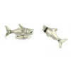 18ct white gold movable Shark cufflinks with diamond eyes.