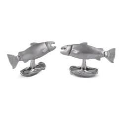 18ct White Gold Moveable Salmon Cufflinks With Diamond Eyes