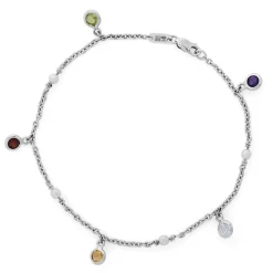 18ct White Gold Multi Gemstone and Cultured Pearl Bracelet