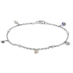 18ct White Gold Multi Gemstone and Cultured Pearl Bracelet