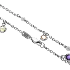 18ct White Gold Multi Gemstone and Cultured Pearl Bracelet