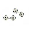18ct White Gold Octagonal Cufflinks with Diamond, Sapphire and Crystal