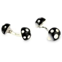 18ct White Gold Onyx And Mother of Pearl Ladybird Cufflinks