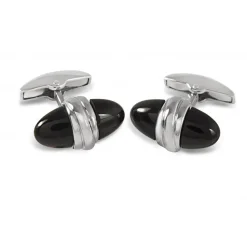 18ct White Gold Onyx Bullet Cufflinks
