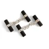 18ct White Gold Onyx Tube Cufflinks