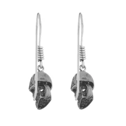 18ct White Gold Pavé Set Black Diamond Skull Earrings With Diamond Eye