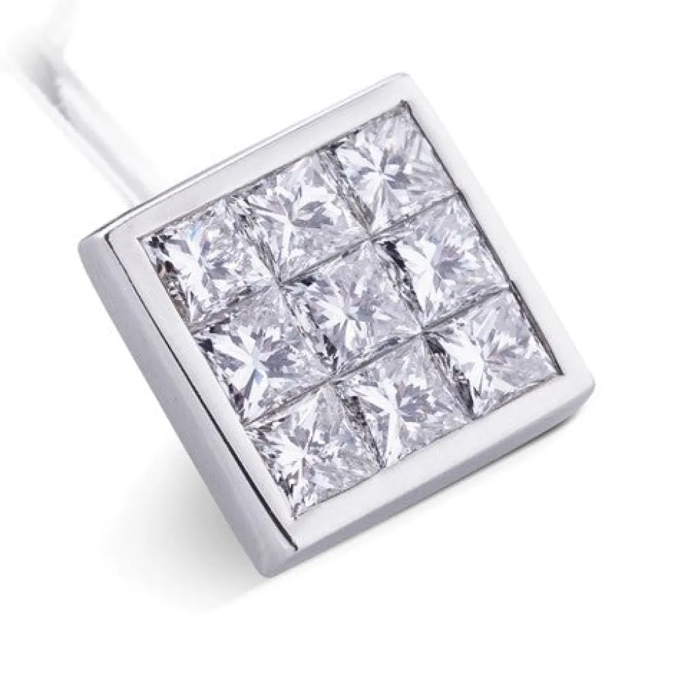18ct White Gold Pavé Set Diamond Cufflinks