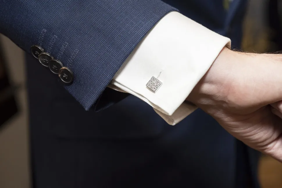 18ct White Gold Pavé Set Diamond Cufflinks