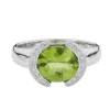 18ct White Gold Peridot Ring With Diamond Detail