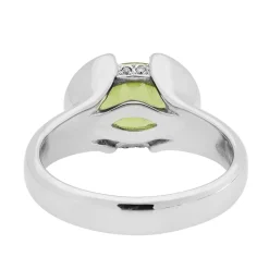 18ct White Gold Peridot Ring With Diamond Detail