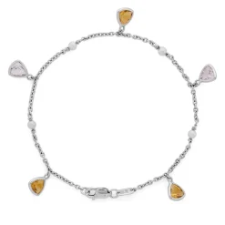 18ct White Gold Pink Morganite, Citrine and Cultured Pearl Bracelet