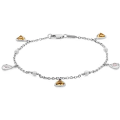 18ct White Gold Pink Morganite, Citrine and Cultured Pearl Bracelet