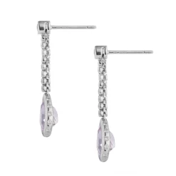 18ct White Gold Pink Sapphire, Diamond and Pink Kunzite Drop Earrings
