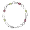 18ct White Gold Pink Tourmaline and Peridot Bracelet