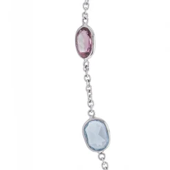 18ct White Gold Pink Tourmaline and Blue Topaz Necklace