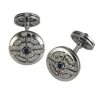 18ct White Gold Round Diamond and Sapphire Cufflinks