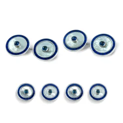 18ct White Gold Round Dress Set with Mother of Pearl and Sapphire