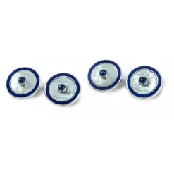18ct White Gold Round Dress Set with Mother of Pearl and Sapphire