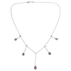 18ct White Gold Rubellite, Cultured Pearl and Diamond Drop Necklace